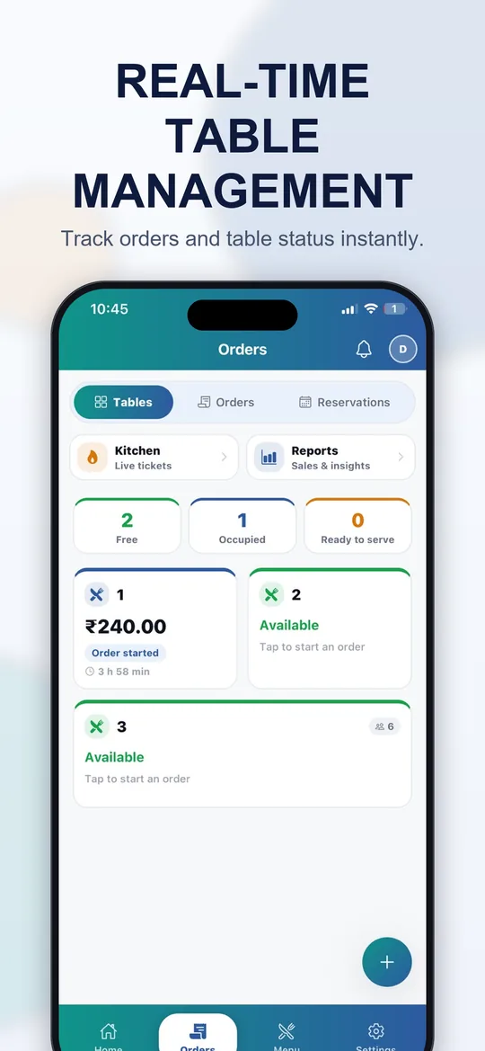 CodeLaksh ERP mobile app: real-time restaurant table management